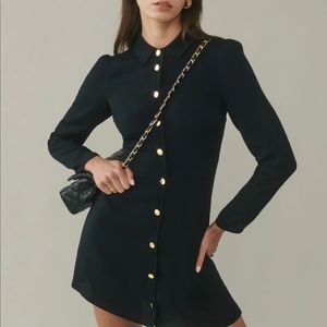Reformation Hugh Dress Black Long Sleeve